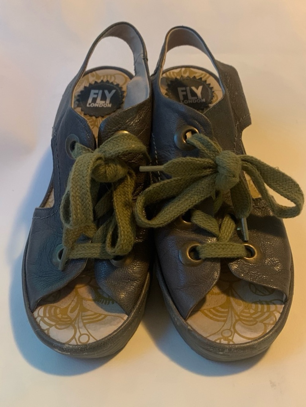 Fly London lace up sandals olive green size 39